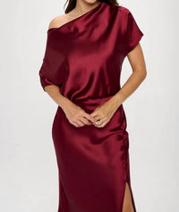 Reneec. - Satin Midi Dress With Slit