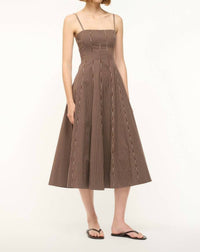 Aureum Wylie Dress in dark oak micro stripe - women's dress - alternate view