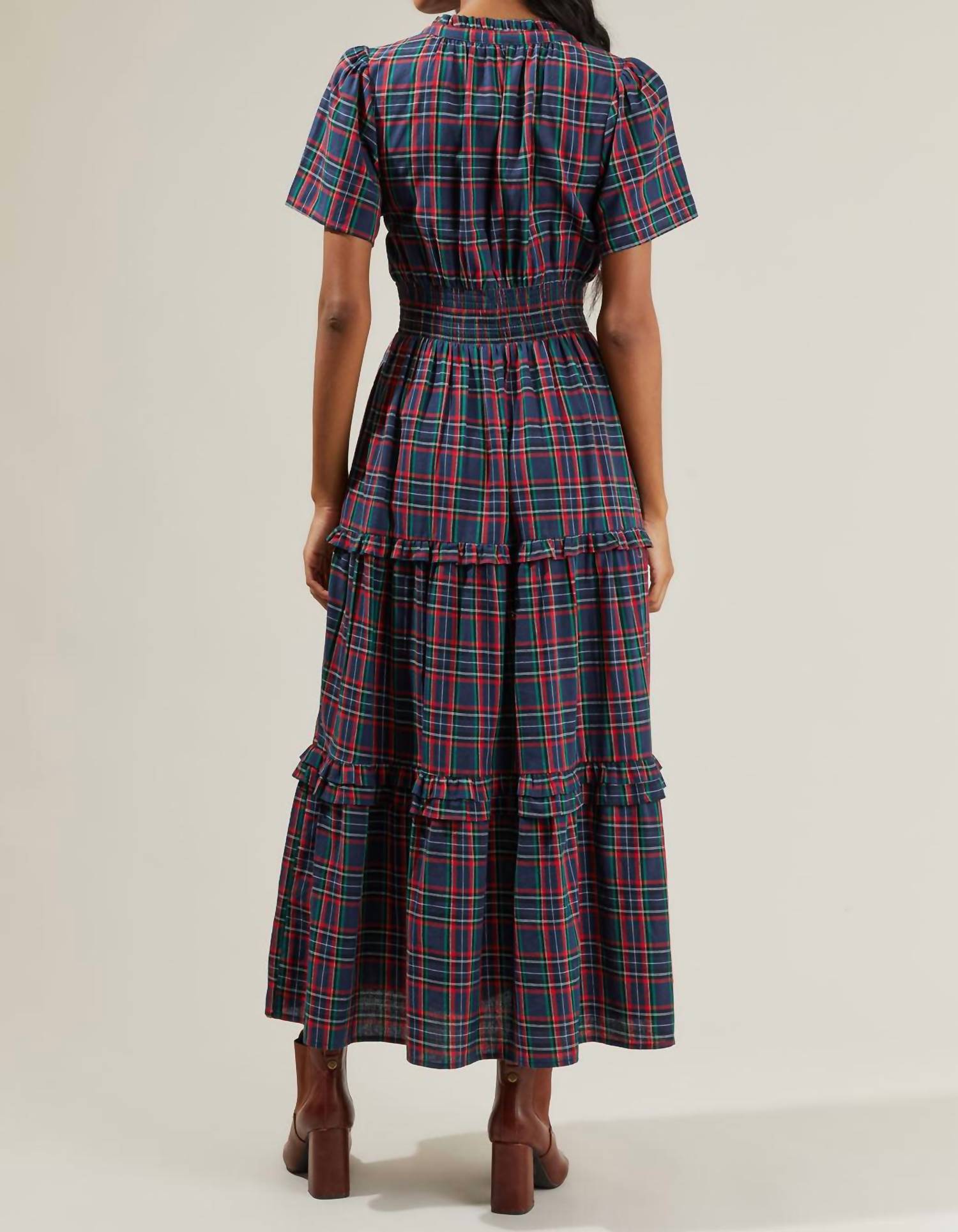 Sugarlips - Miley Plaid Palmer Poplin Tiered Maxi Dress