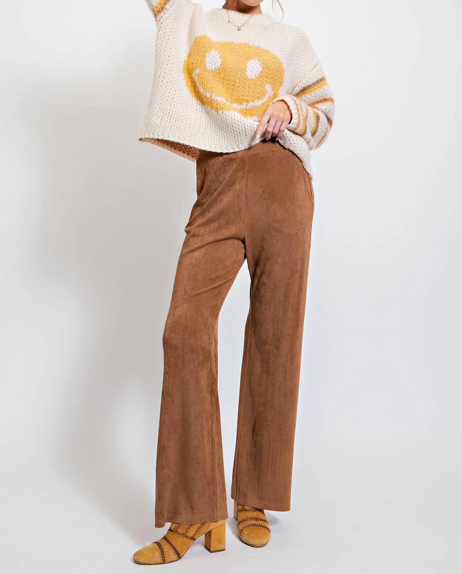 Easel - High Rise Flared Corduroy Pants