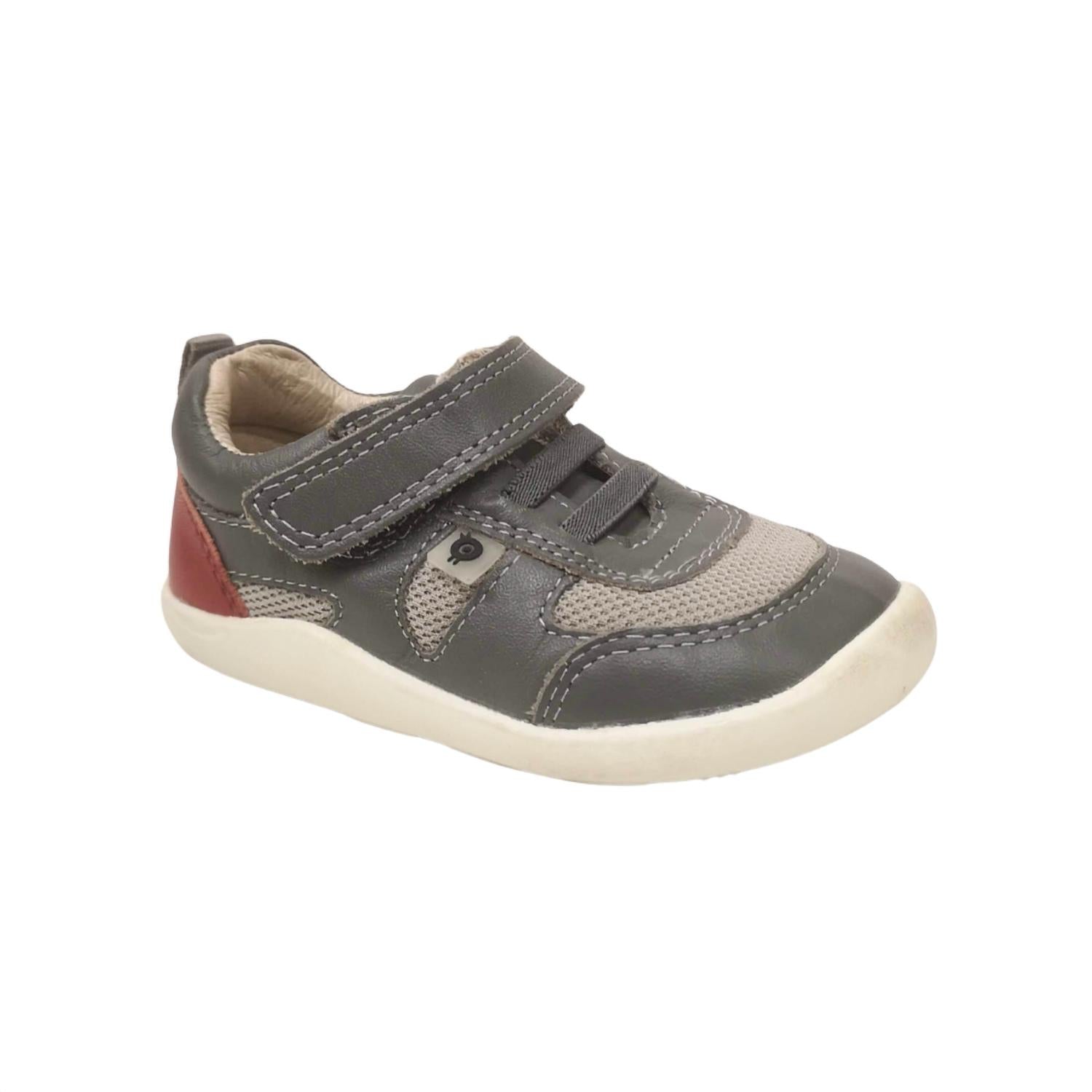 OLDSOLES Boy's Leather First Walker Shoes in grey red - kids' sneaker