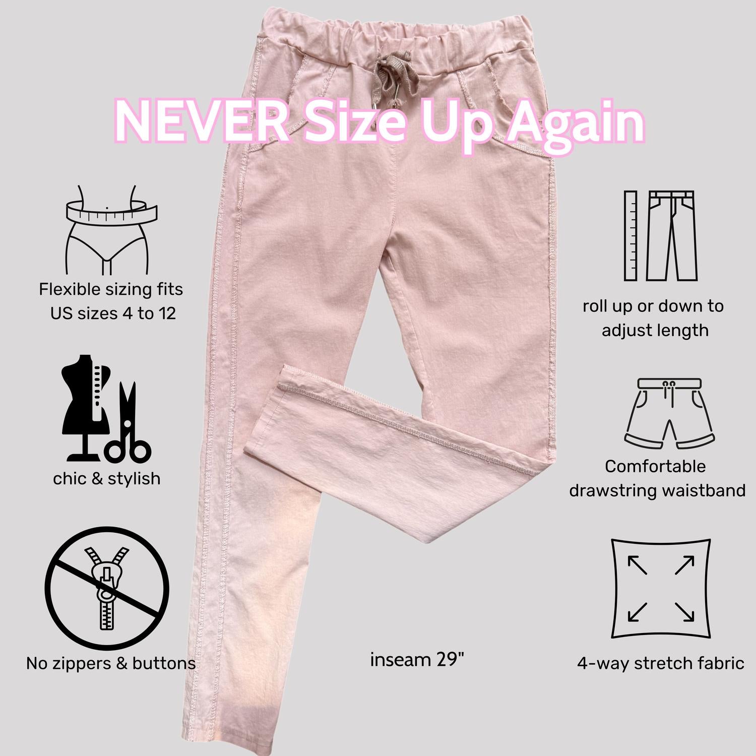 Made In Italy - Magic Pants With Side Panel