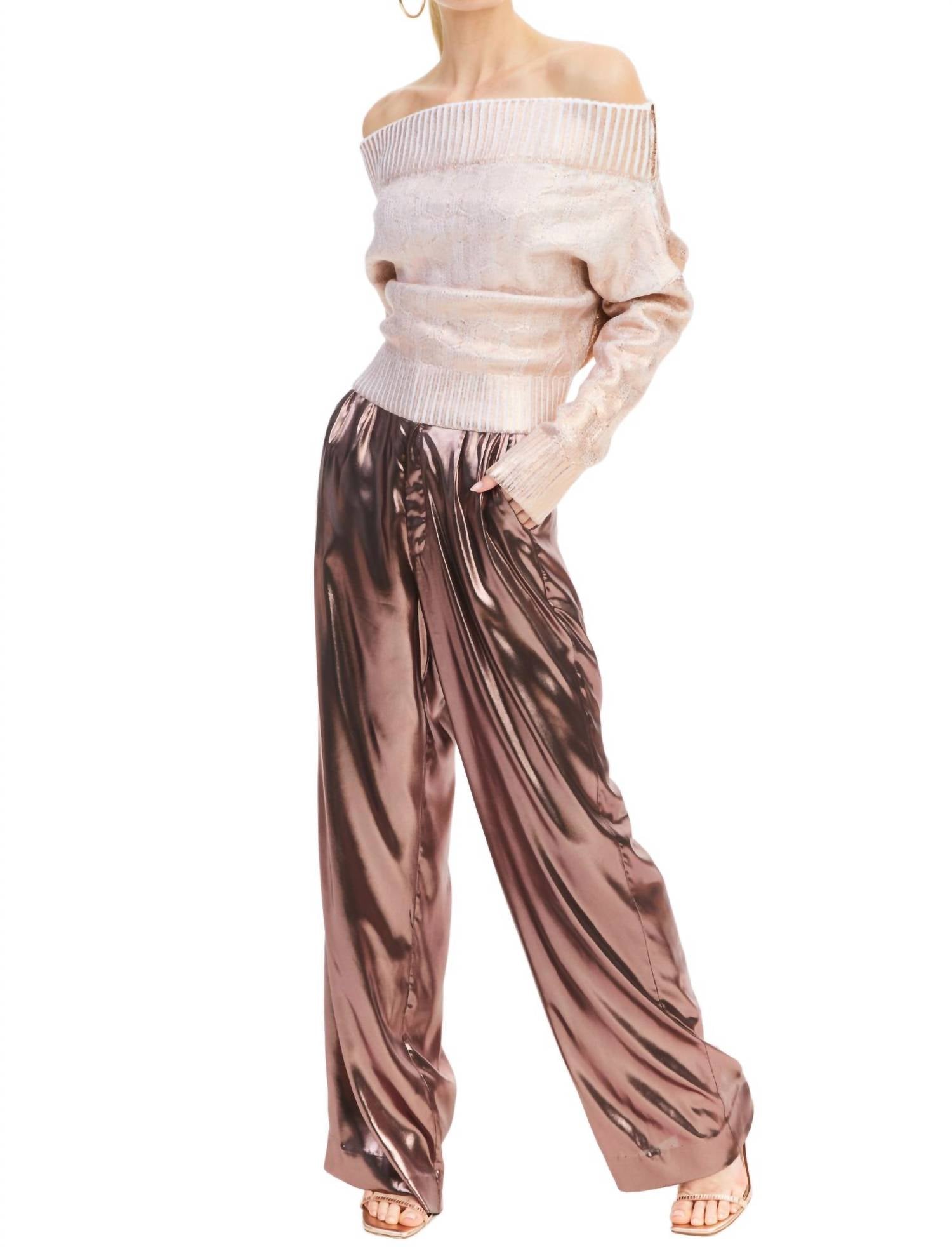 ALLISON NEW YORK Foiled Alba Sweater in rose gold - women's sweater - view 6