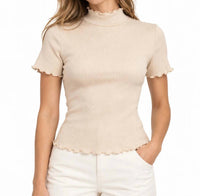 Fate + Fortune - Short Sleeve Mock Neck Top
