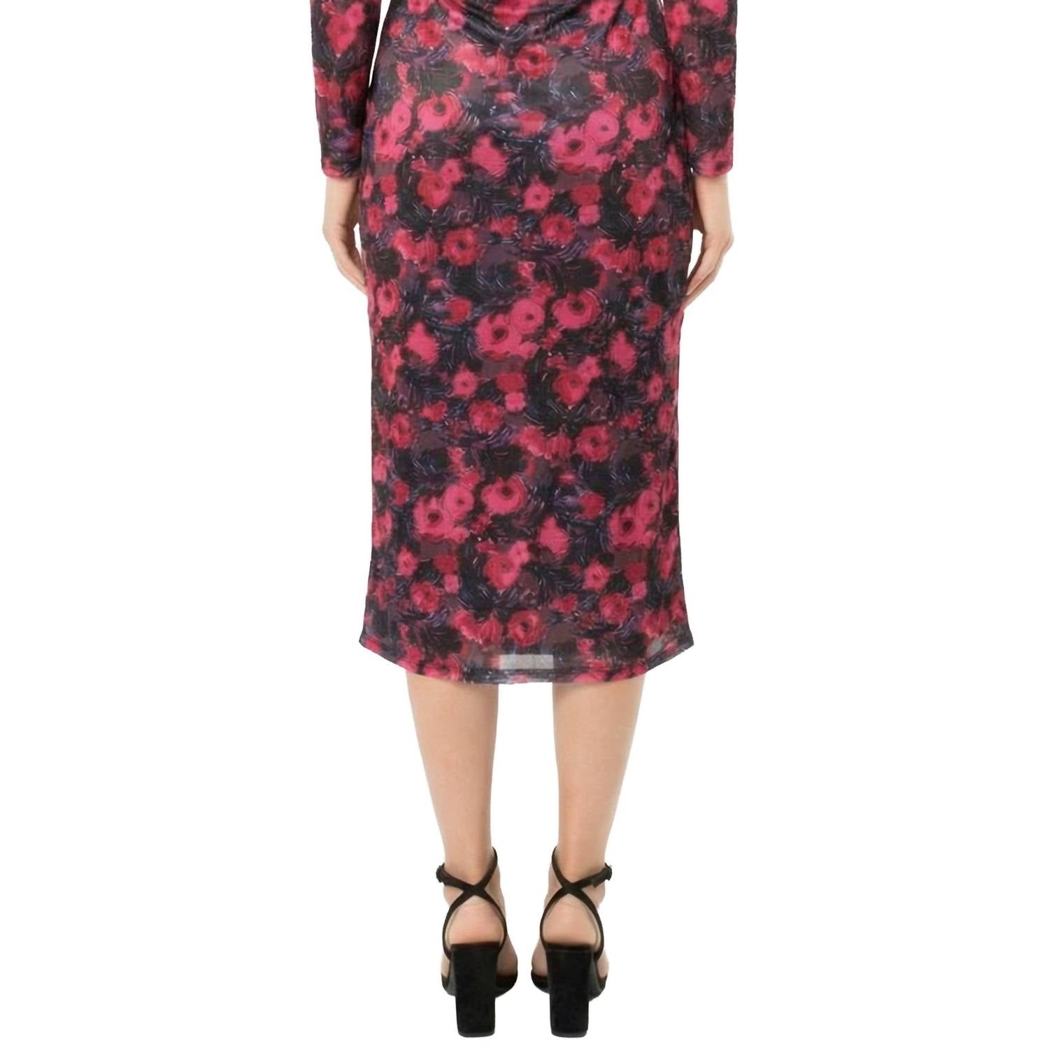 Area Stars Phi Midi Jersey Dress in rose print - women's dress - alternate view