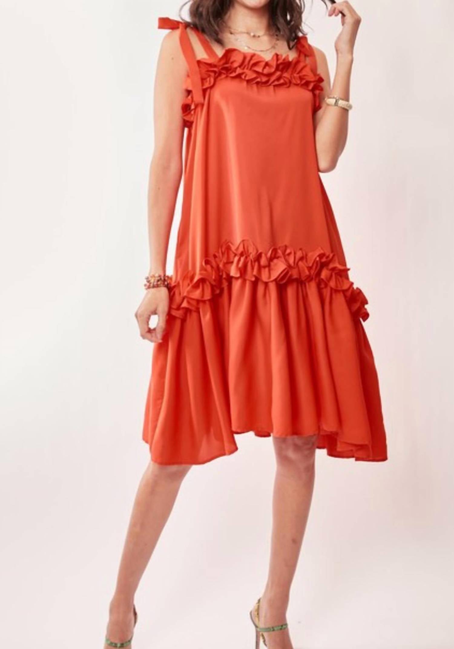 Davi & Dani - Women's Frill Ruffle Swing Dress