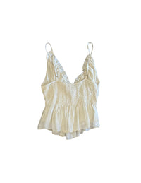DELUC Bacio Smocked Ruffle Camisole Top in cream - women's shirt - alternate view
