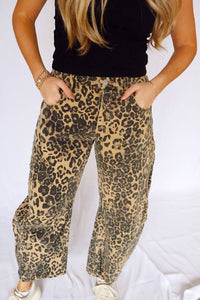 So Me - Animal Print Barrel Jeans