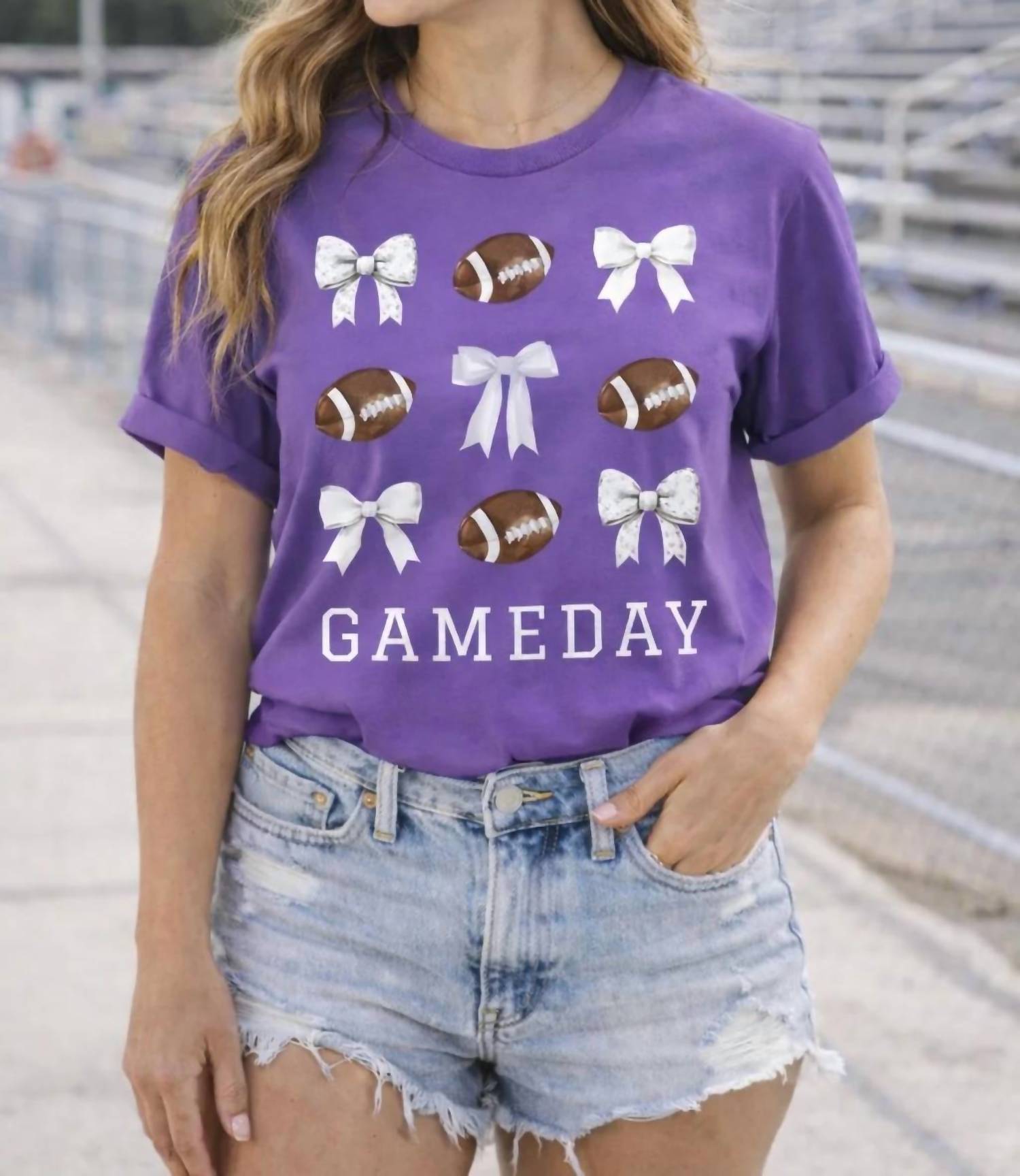 Ali Dee Wholesale - Footballs And Bows Game Day Tee