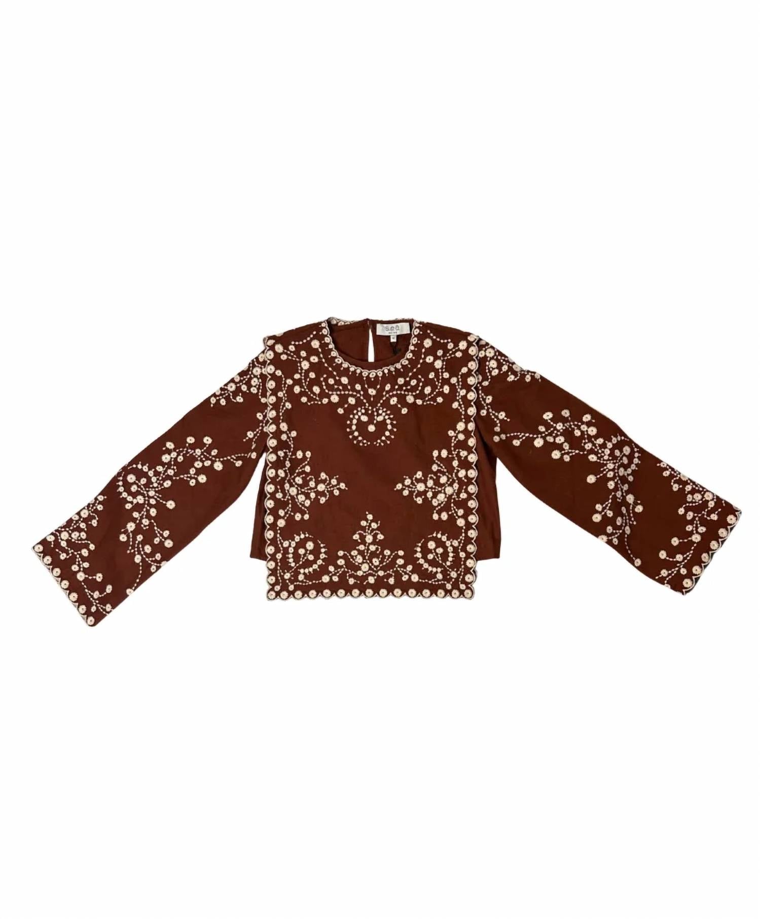 Sea - Women's Frances Long Sleeve Embroidered Top