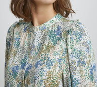 Fransa - Mandarin Collar Floral 3/4 Sleeve Blouse