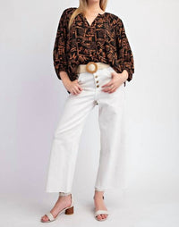 Easel - Aztec Print Challis Top