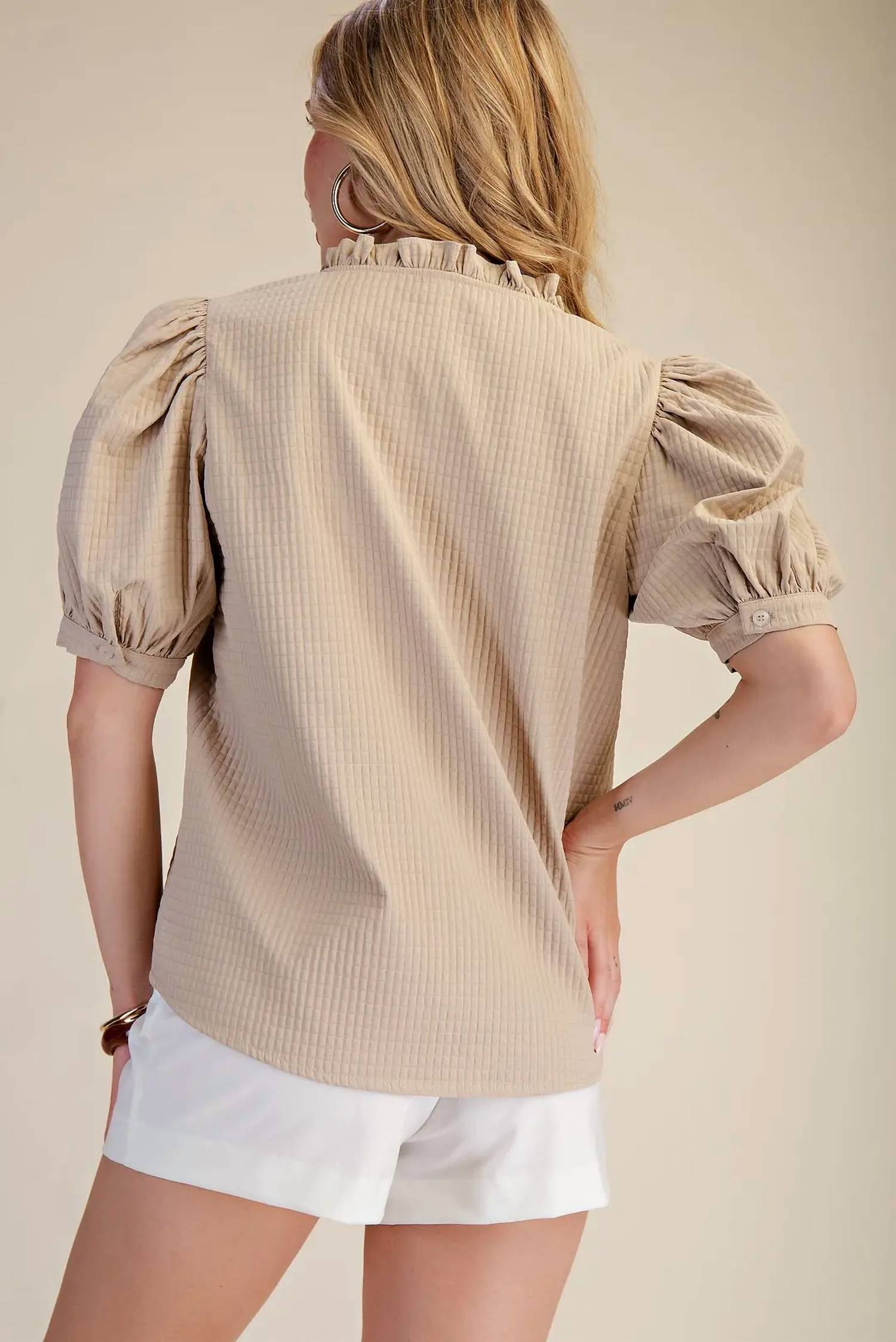 Glam - Ruffle Puff Sleeve Top