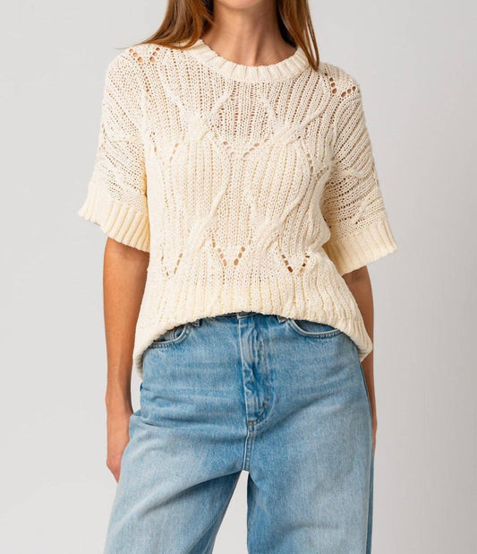 Cable Knit Short Sleeve Top