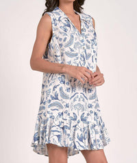 Elan - Sleeveless Botanical Print Collar Mini Dress