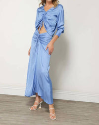 Line And Dot - Natasha Ruched Front Tie Blouse