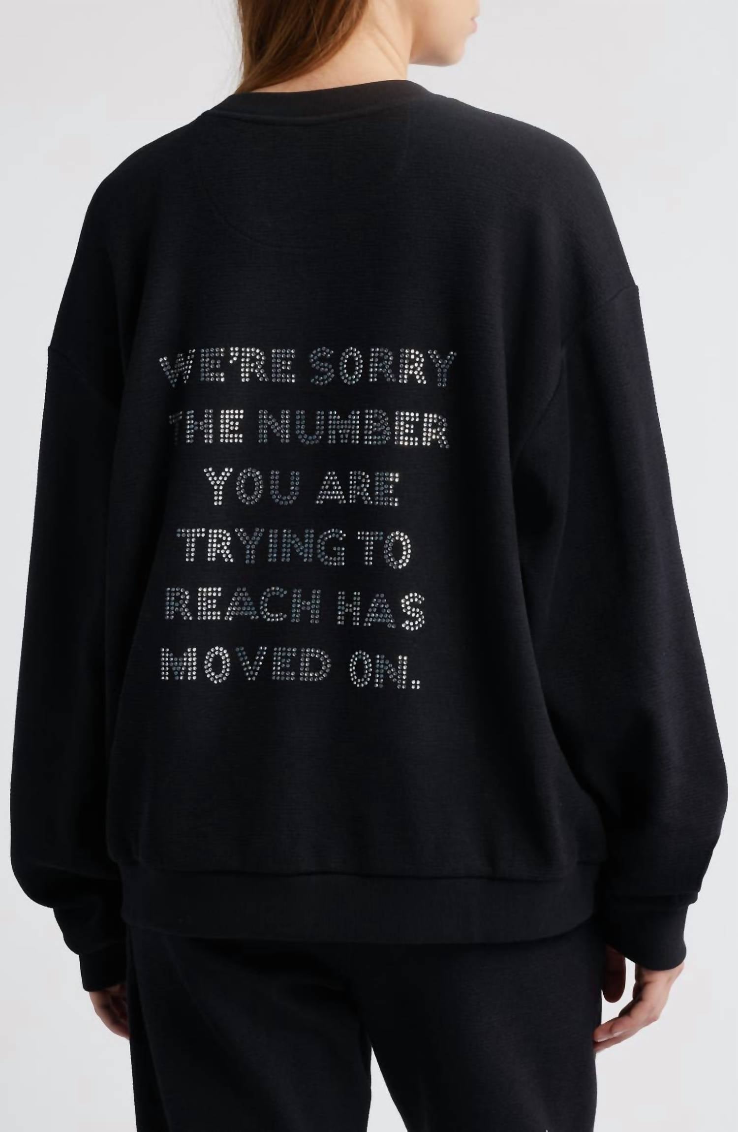 BOYS LIE Kara Crewneck Graphic Sweatshirt in black - women's sweater - alternate view