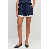 Naked Zebra - Scallop Trim Linen Shorts