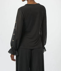 Joseph Ribkoff - Chiffon Long Puff Sleeves Fitted Top