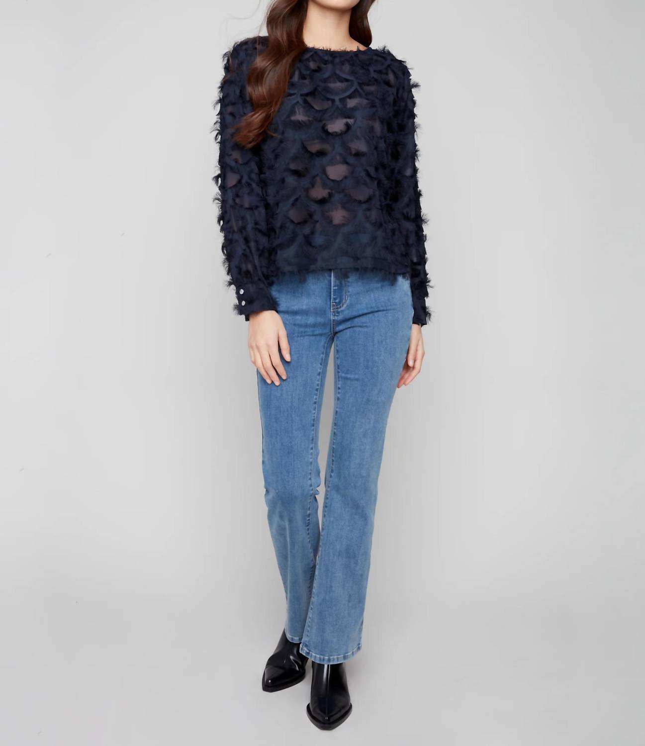 Charlie B - eyelash chiffon top