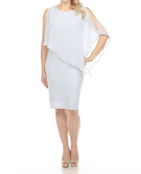 Joseph Ribkoff - Rhinestone Chiffon Overlay Sheath Dress