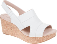 Clarks Women's Annadel Wedge Sandal in white - women's shoe