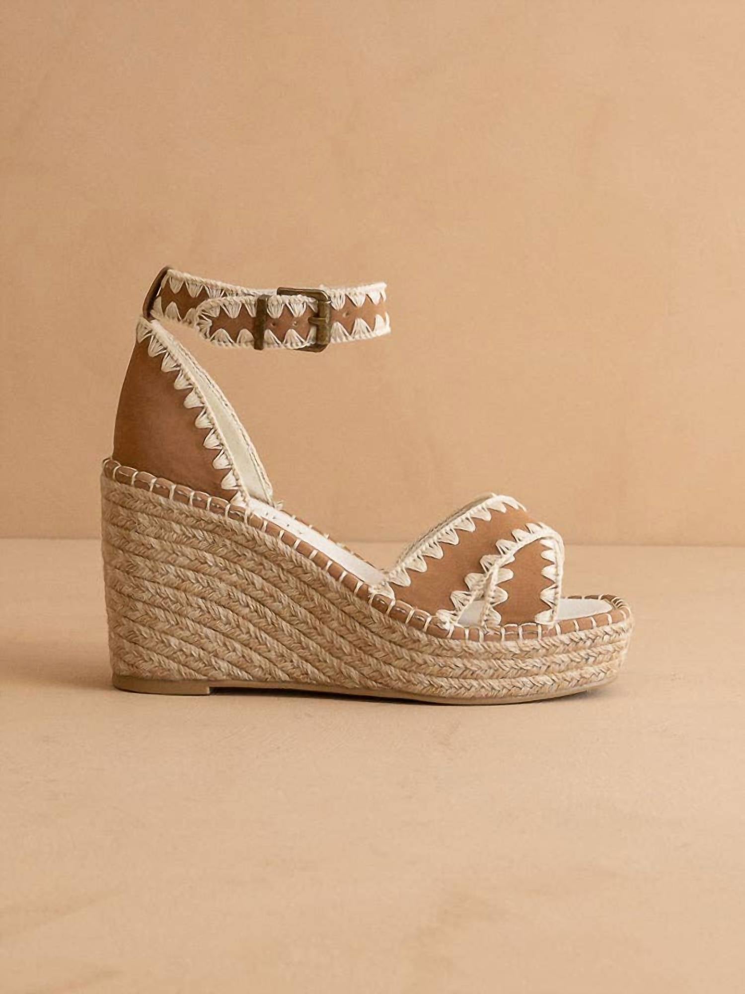Oasis Society - Women's Essie Espadrille Embroidered Straps Slides