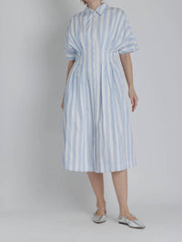 Aureum - Women's Striped Pleated Midi Dress