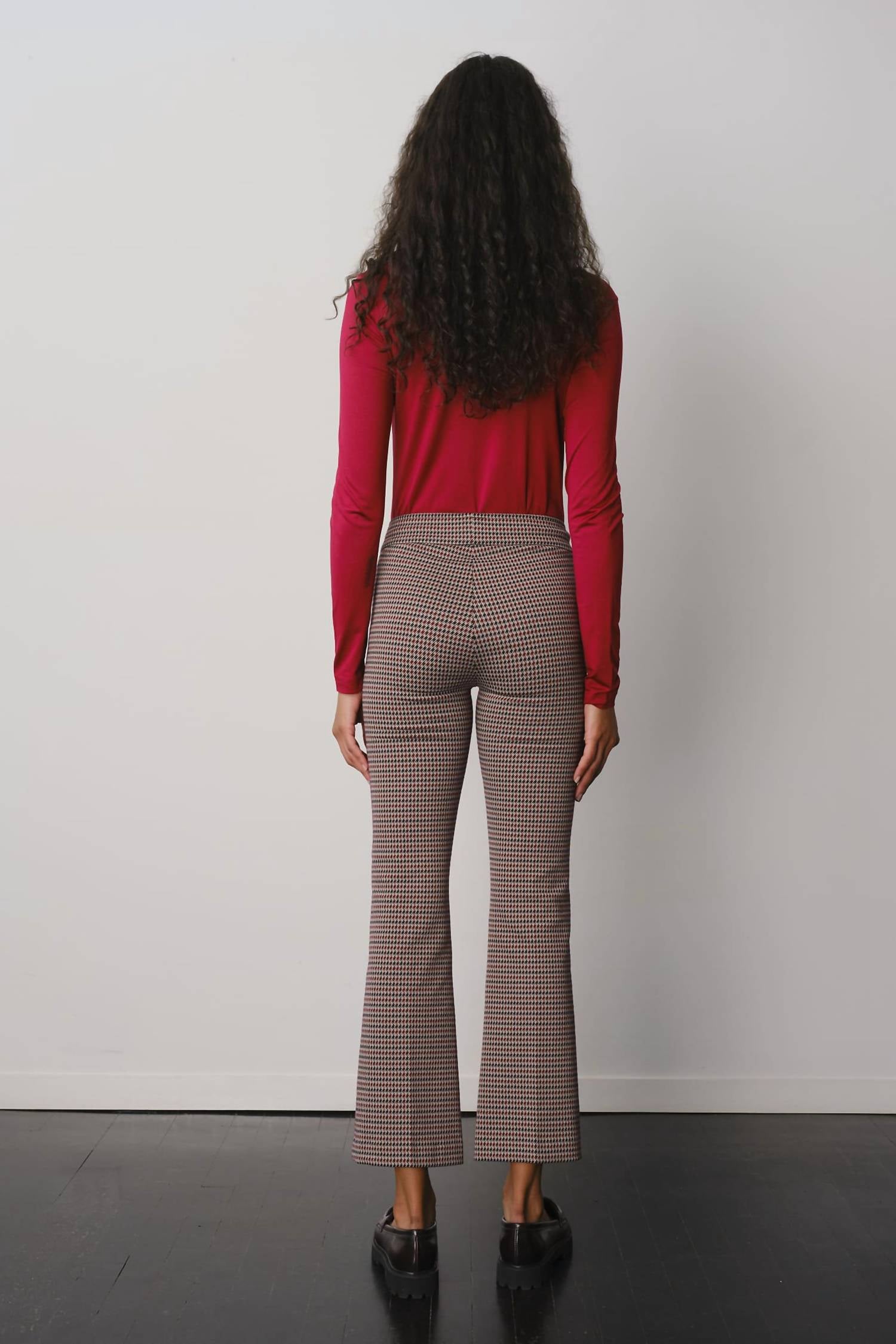 Avenue Montaigne Leo Flare Cut Pants in houndstooth plaid - women's pants - alternate view
