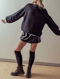 Trend:Notes - Texture Knit Bell Sleeve Turtle Neck Sweater
