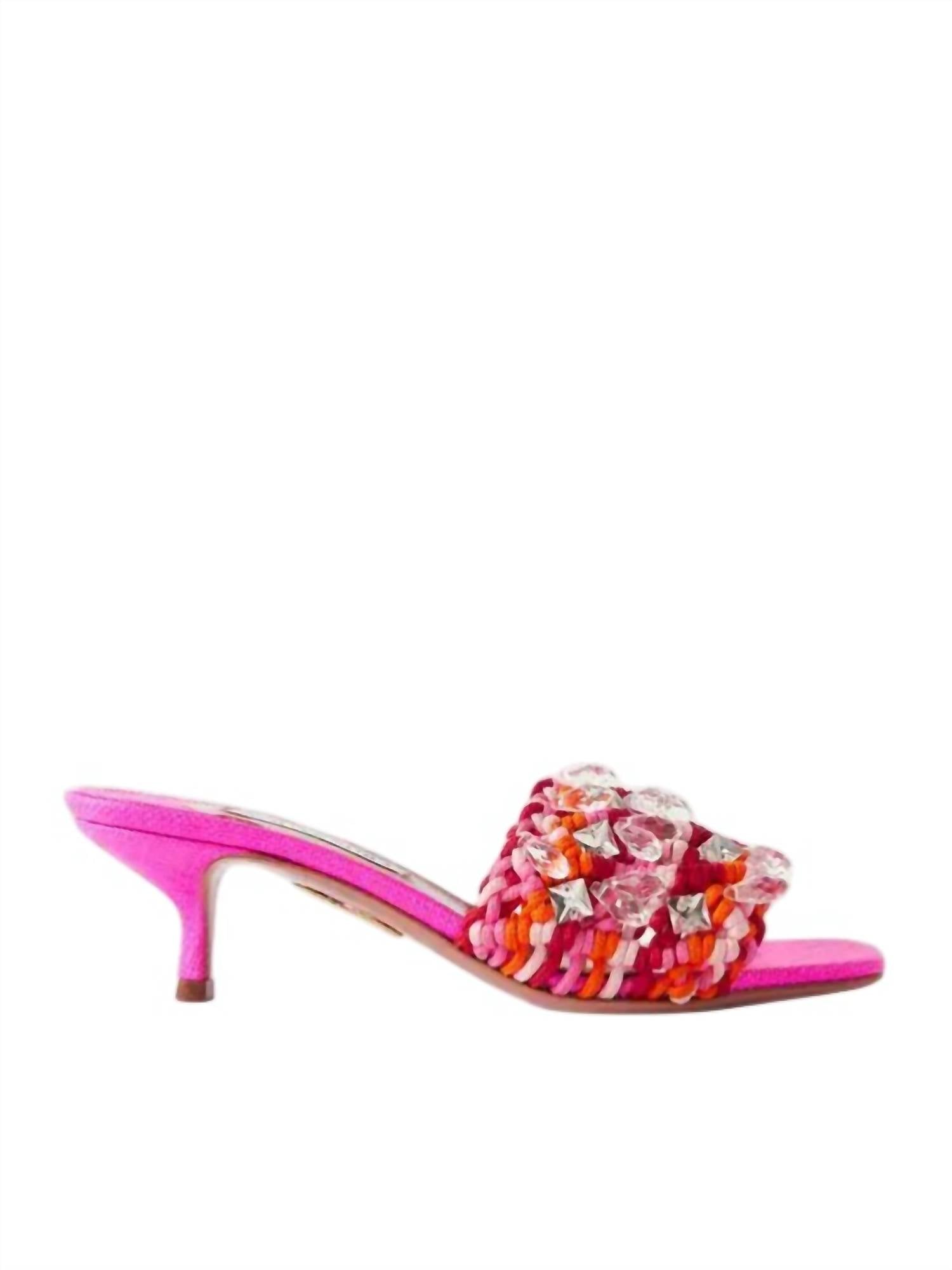 AQUAZZURA Women's Crystal Cote Mule Sandals in pink - women's sandal