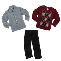 Good Lad Apparel - Boy's Argyle Long Sleeve Sweater Set