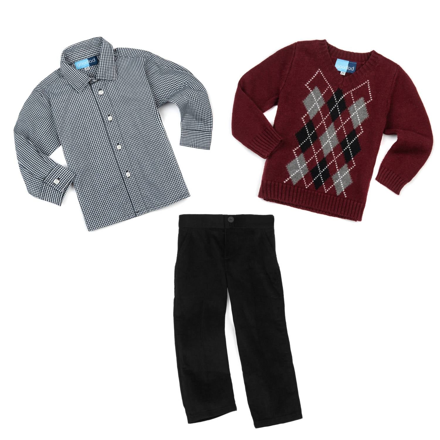 Good Lad Apparel - Boy's Argyle Long Sleeve Sweater Set