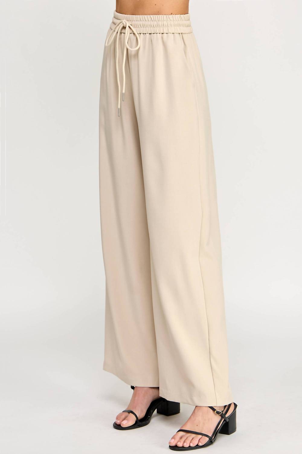 ELLISON Everywhere Wide Leg Pant in oatmeal - women's pants - alternate view