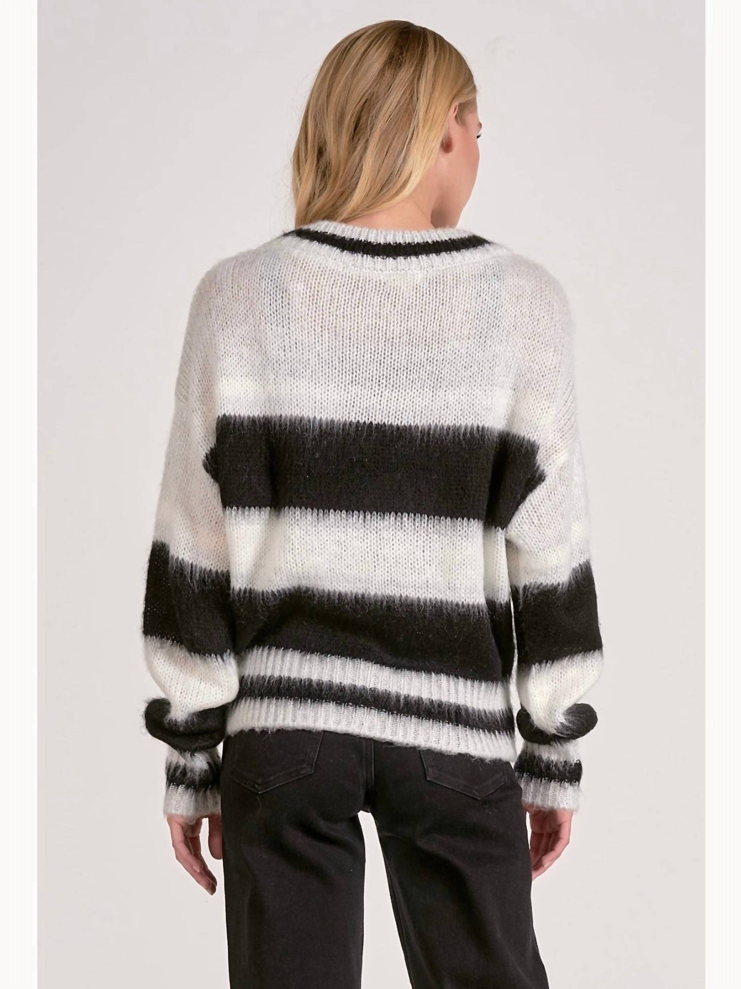 Elan - Stripe Fuzzy Cardigan