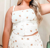 Rock & Roll Denim - Flower Print Laced Corset Top