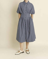 Aureum - Lori Striped Button Midi Dress