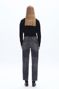 Bayeas High-waisted Straight Leg Trousers in black - women's jeans - detail view