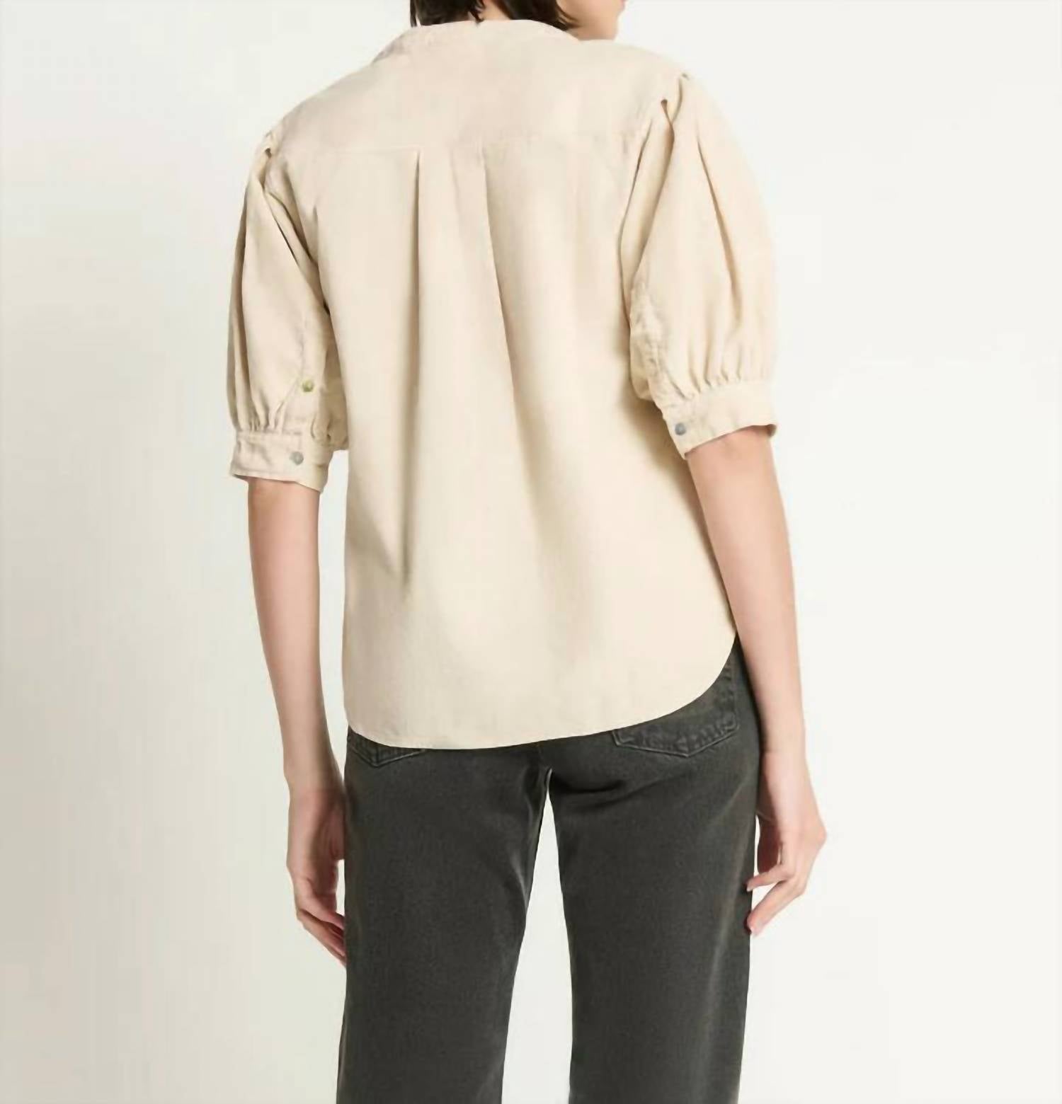 Nation LTD Emmett Crisp Collar Top in moonbeam - women's blouse - alternate view
