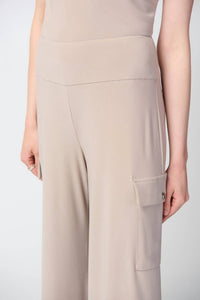 Joseph Ribkoff Wide Leg Cargo Pants in beige silver - women's pants - alternate view
