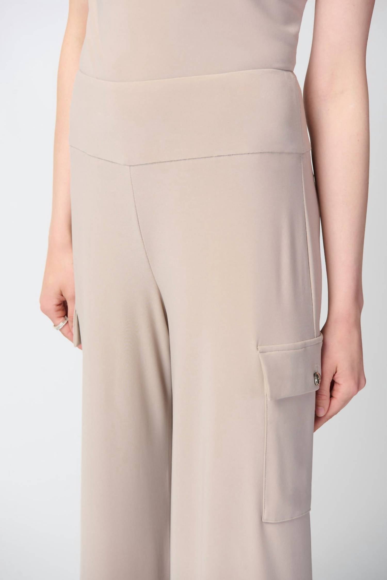 Joseph Ribkoff Wide Leg Cargo Pants in beige silver - women's pants - alternate view