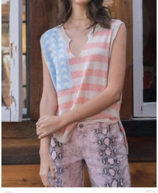 AMERICAN FLAG SLEEVELESS LIGHTWEIGHT SWEATER