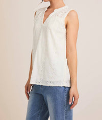 Gilli - Jolene Eyelet V Neck Sleeveless Top