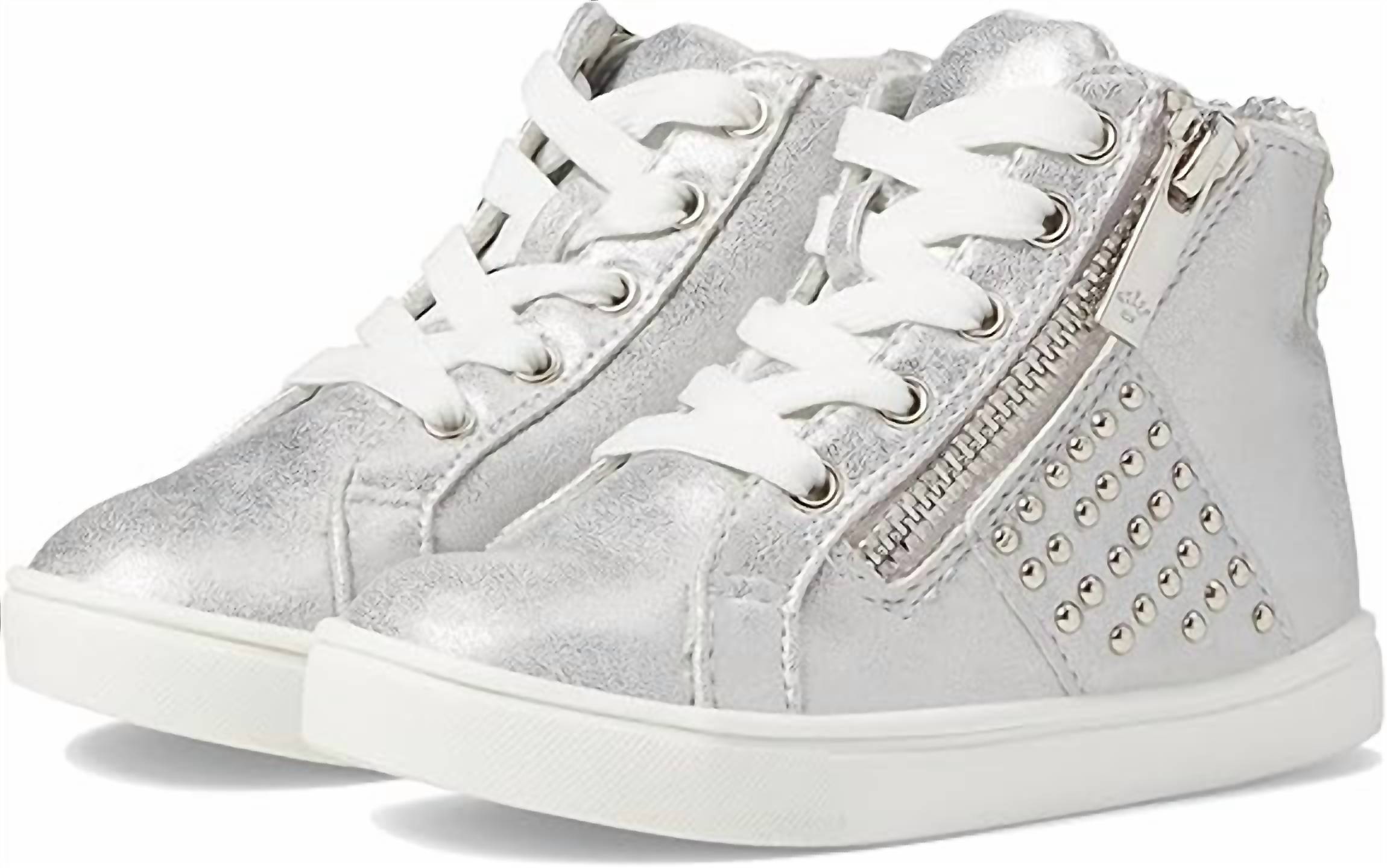 Nina Girls Ivette High Top Sneakers in silver distressed metallic - kids' sneaker