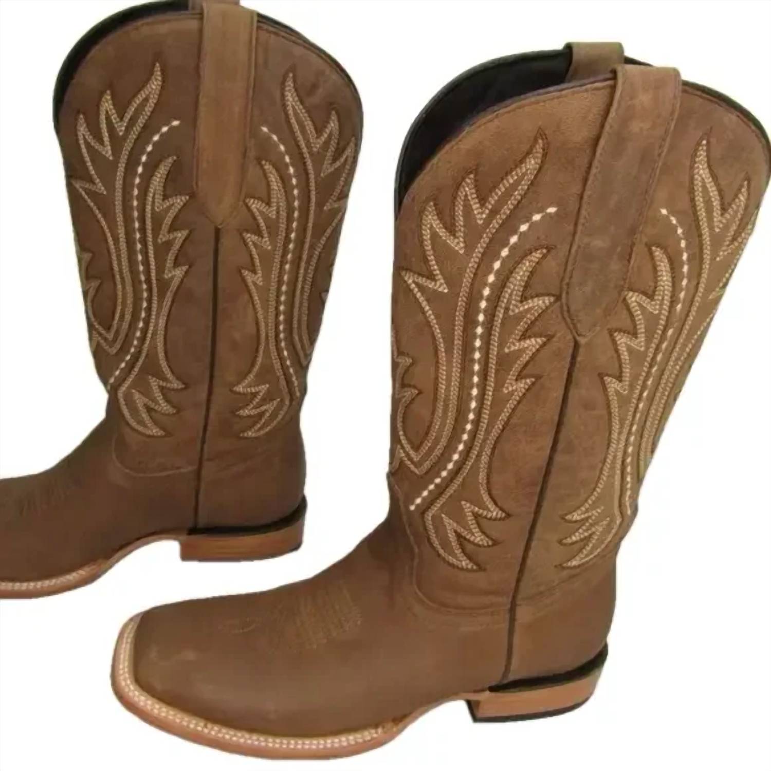 J.B. Dillon Women's Wide Square Toe Pull-on Cowboy Boots in brown - women's shoe