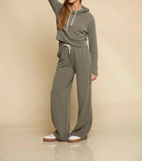 FUNDAMENTAL COAST Later On Ribbed Pullover Hoodie in fatigue - women's top - alternate view
