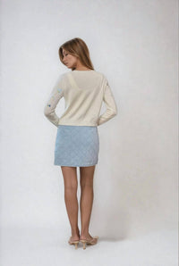 MOON RIVER Lexie Front Tie Cardigan in off white - women's cardigan - alternate view