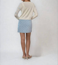 MOON RIVER Lexie Front Tie Cardigan in off white - women's cardigan - detail view