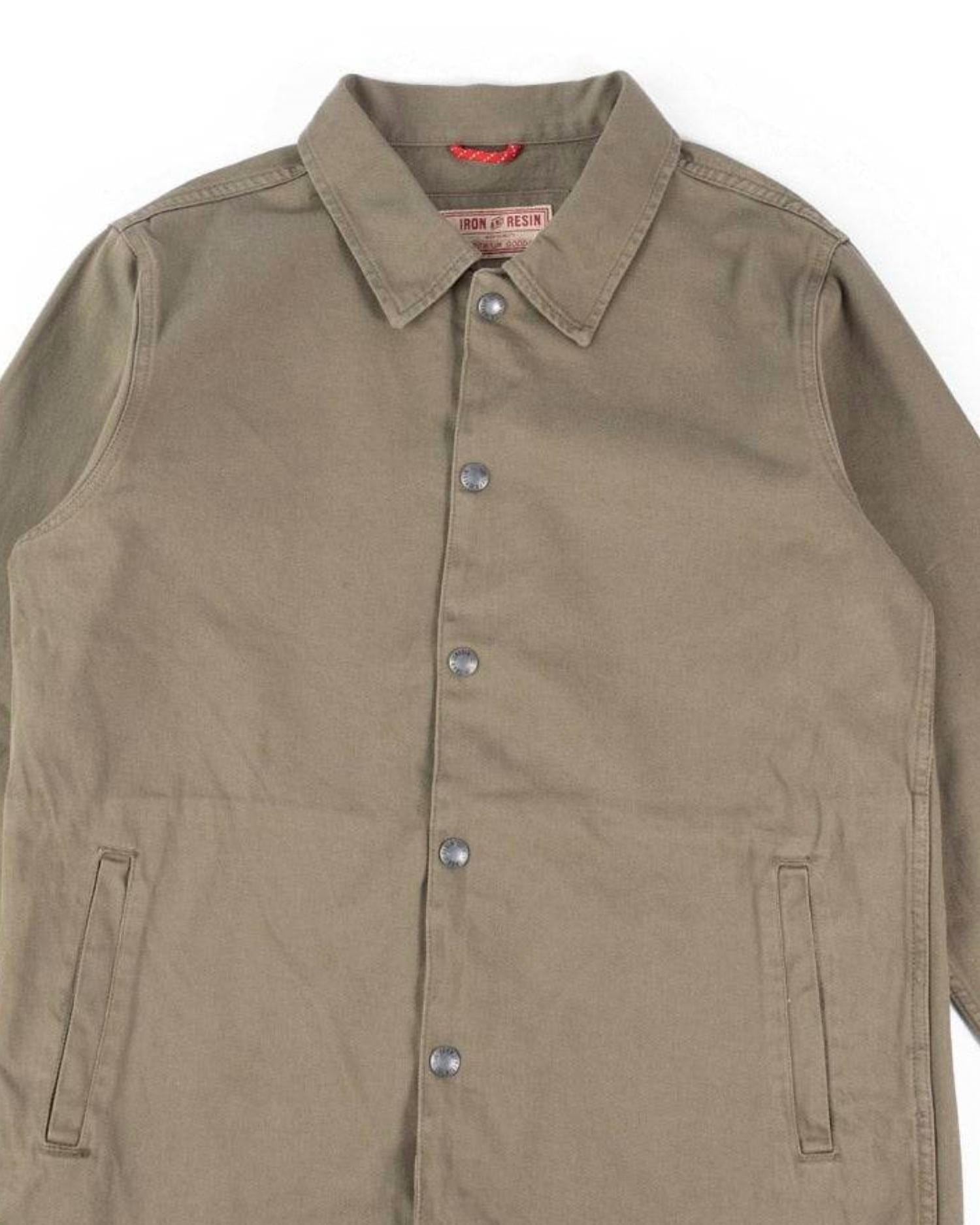 Iron & Resin Men's Coach Jacket in olive - men's jacket - detail view