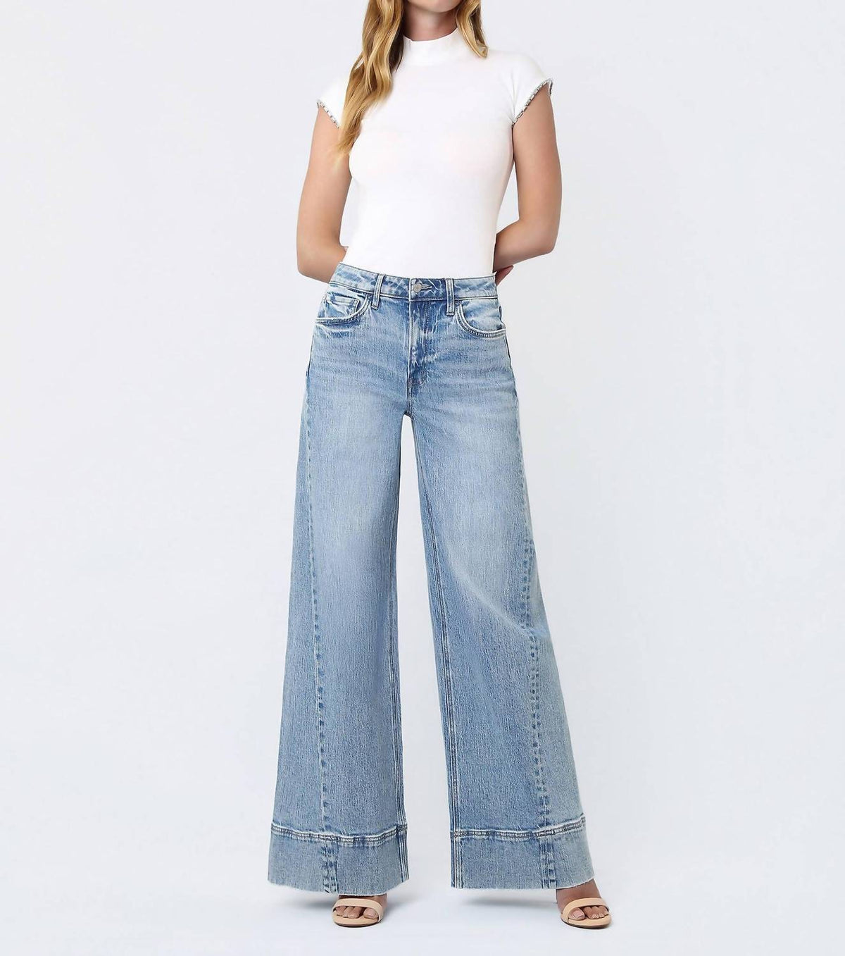 Vervet By Flying Monkey - April Wrap Seam Wide Leg Jeans